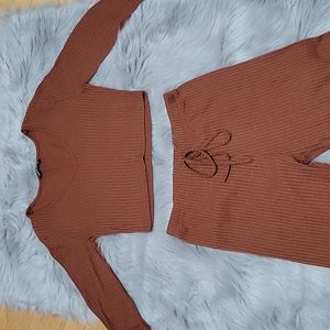2 PC Long Sleeve crop top pant set